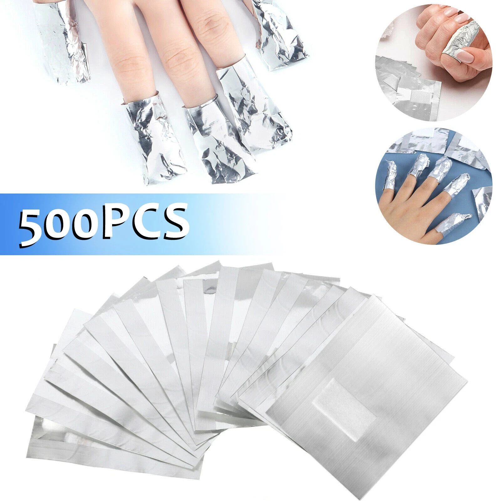 500 PCS Aluminium Foil Nail Wrap Art Soak Off Gel Polish Remover Manicure Clean