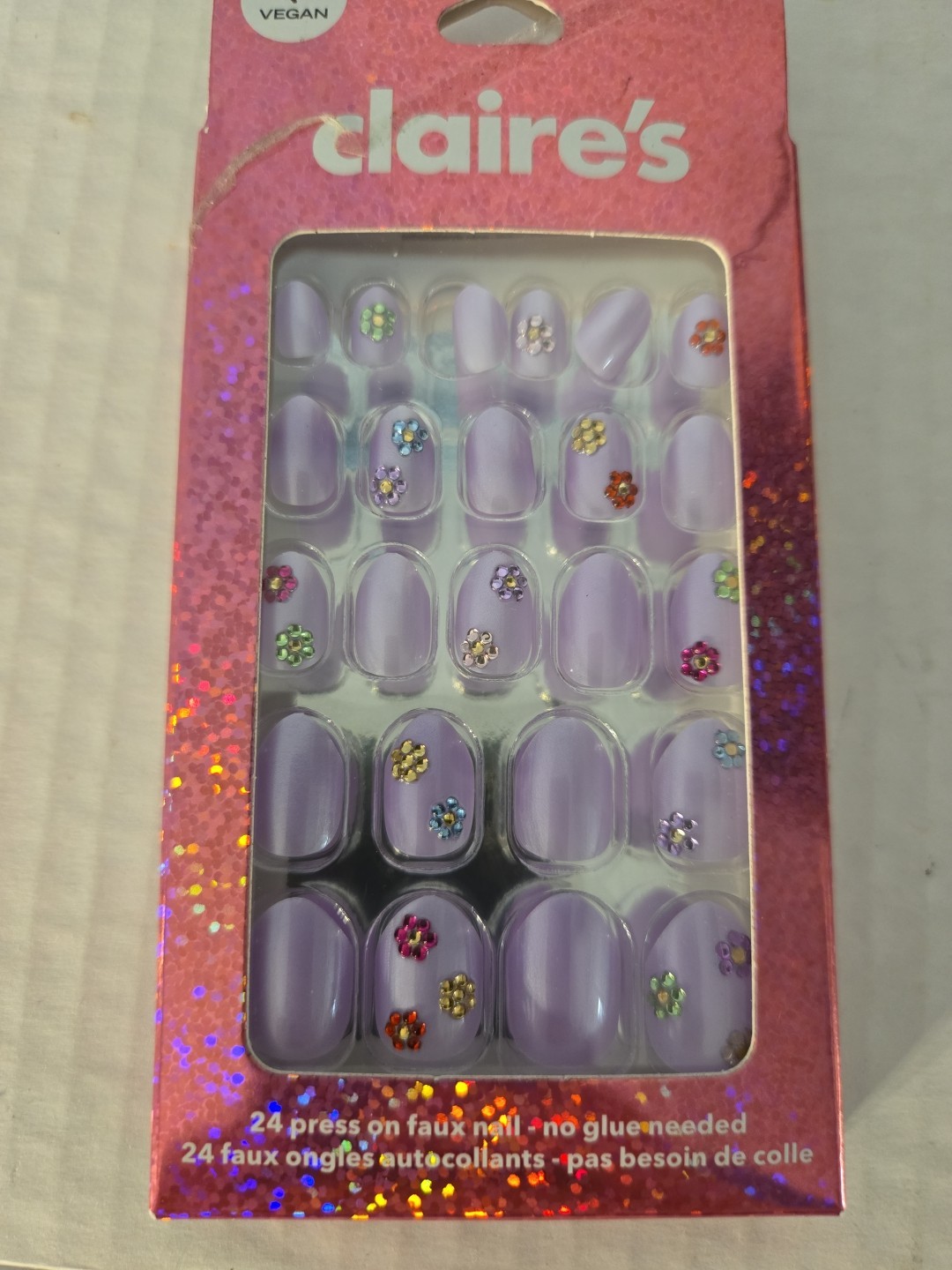 Claire’s Press on Nails 24 Faux Nails for Child New