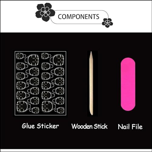 French Tip Press on Nails Short Almond Fake 0.04 Fl Oz (Pack of 24) Color 05