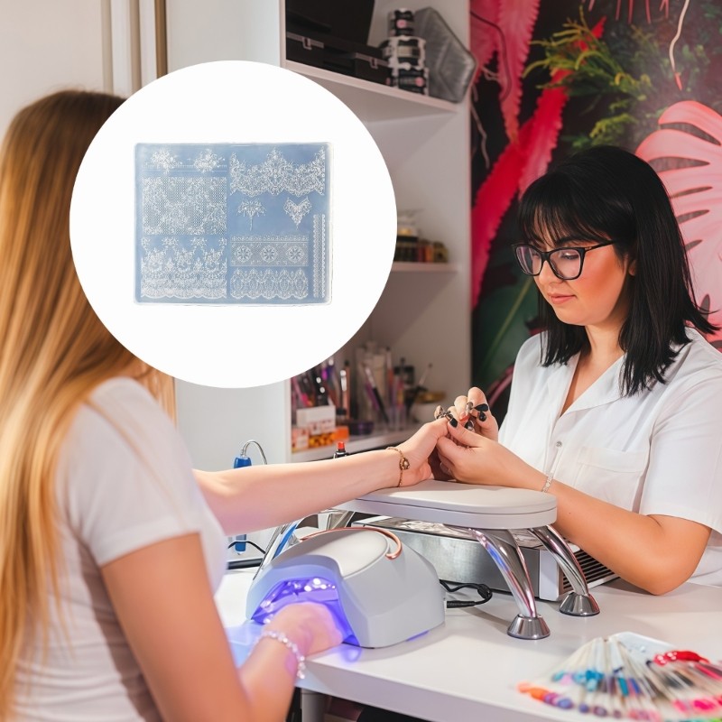 Professional Silicone Nail Art Template for Intricate 3D Lace Manicure Designs