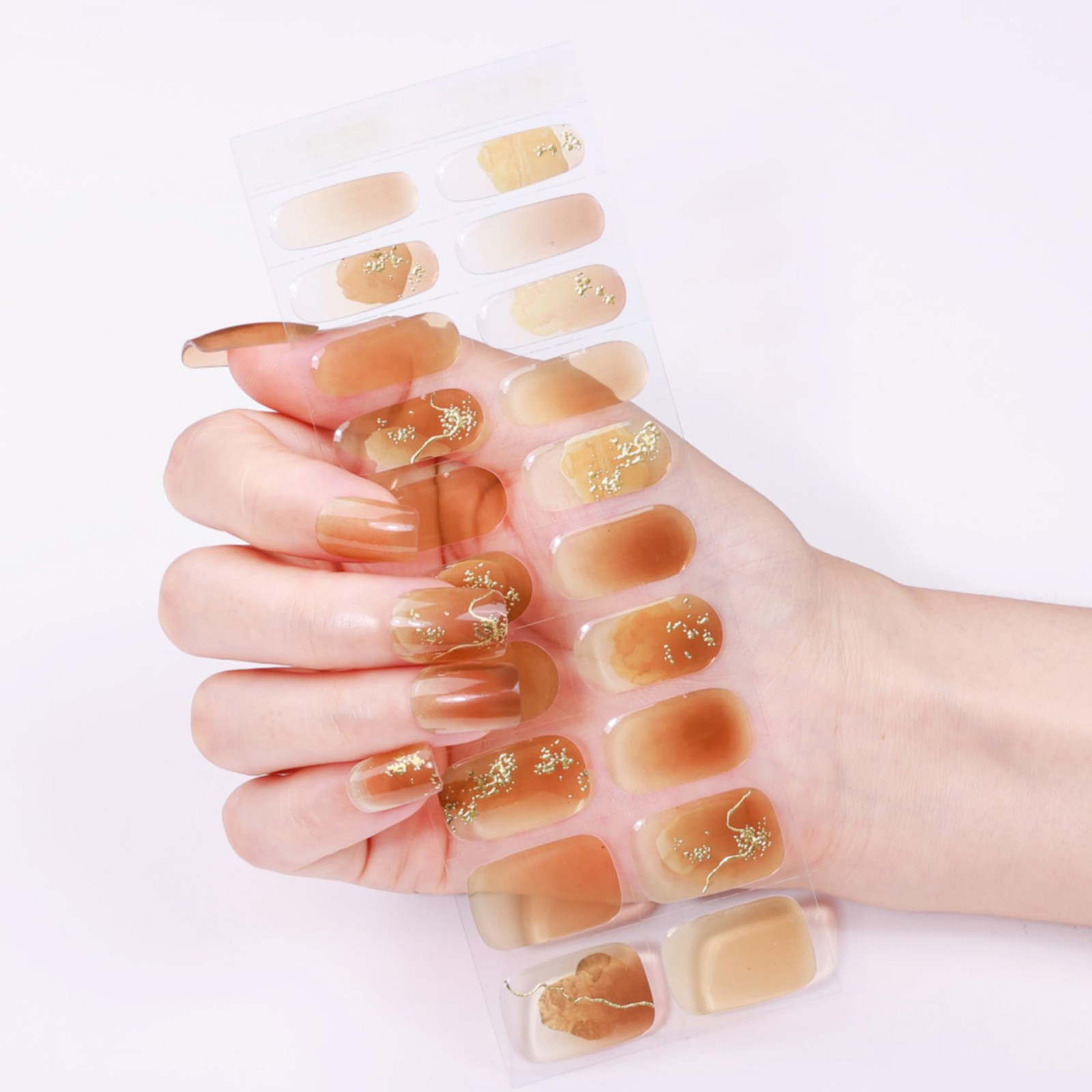 SIUDXA Luxurious Solid Color UV Nail Stickers | Semi-Cured Gel Nail Stickers …