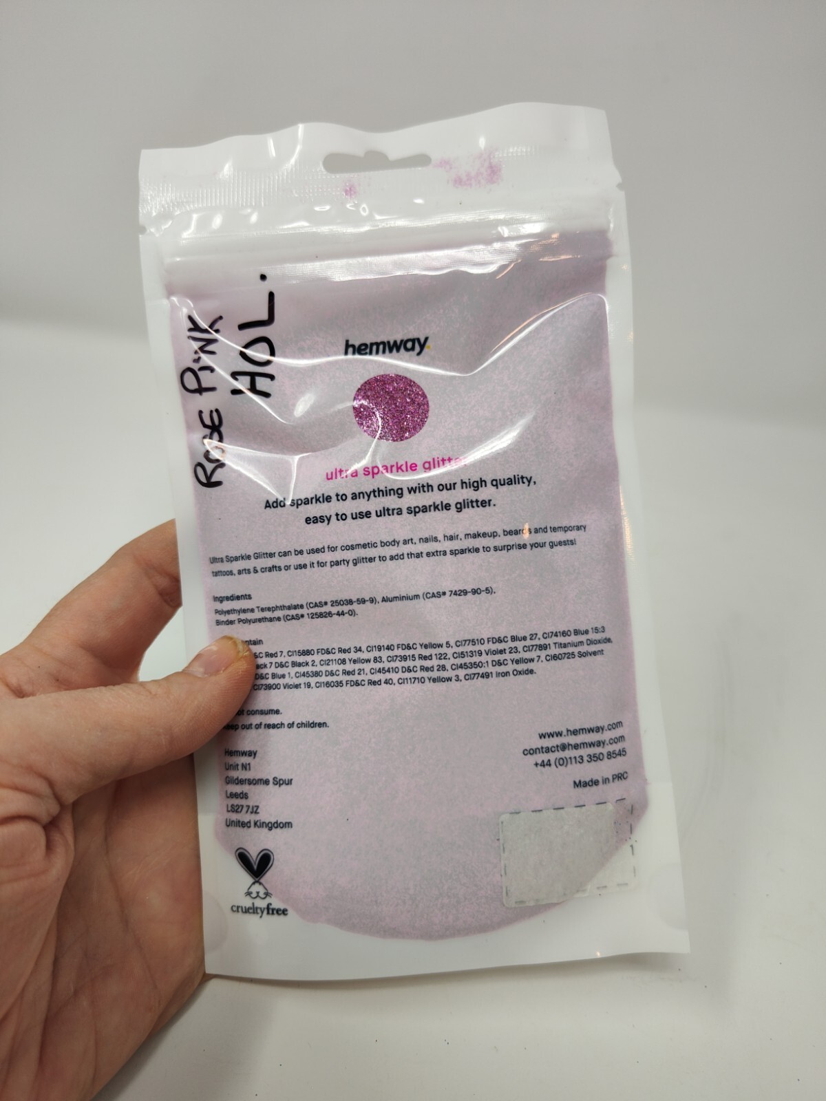 Rose Pink Holographic Hemway Ultra Sparkle Glitter Ultrafine 1/128″ .008″ 0.2mm