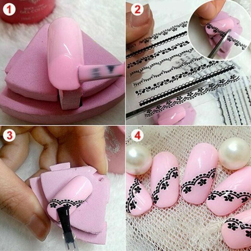10 Sheets 3D Design Nail Art Tips Decal DIY Lace Flower Manicure Stickers NS14