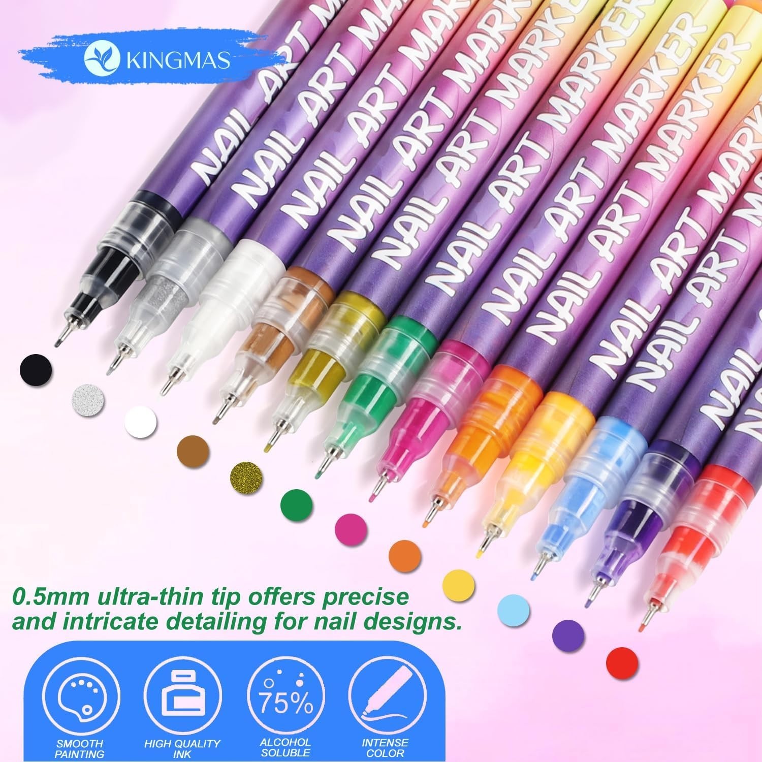 12 Color Nail Art Pens, 0.5mm Nail Polish Marker Set, Drawing Painting Point …
