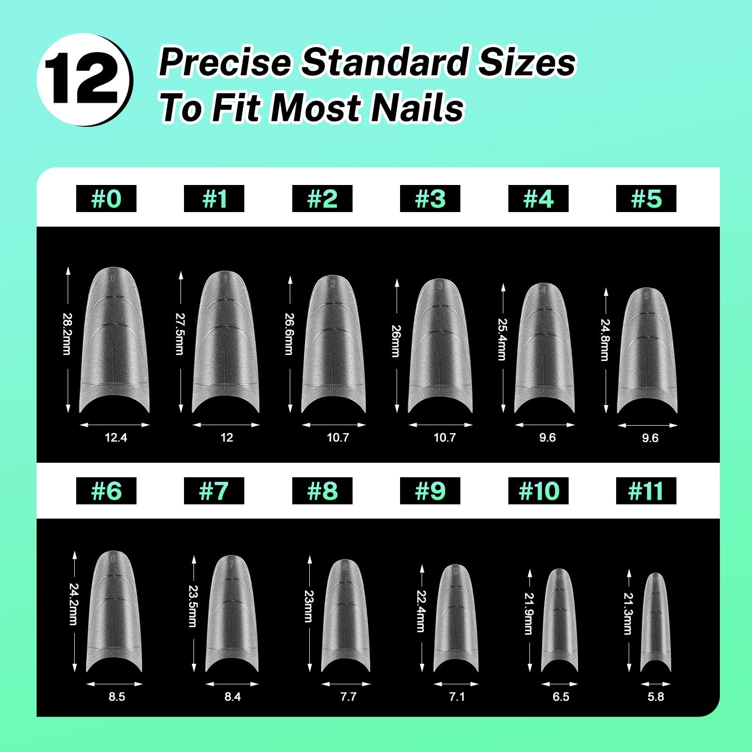 Medium Oval Fake Press on Nails Pre-Shape Round Gel for Half Cover Acrylic Ro…