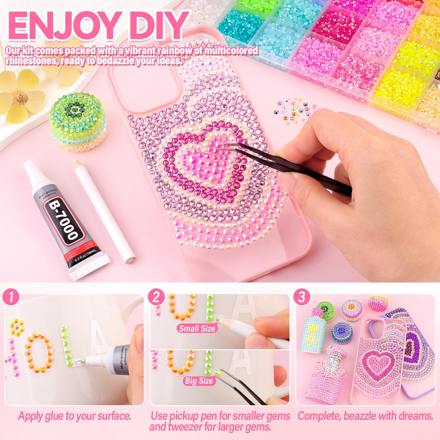 34000Pcs Resin Rhinestones for Bedazzling Kit, Mixed-Color 3mm Bedazzled Crystal