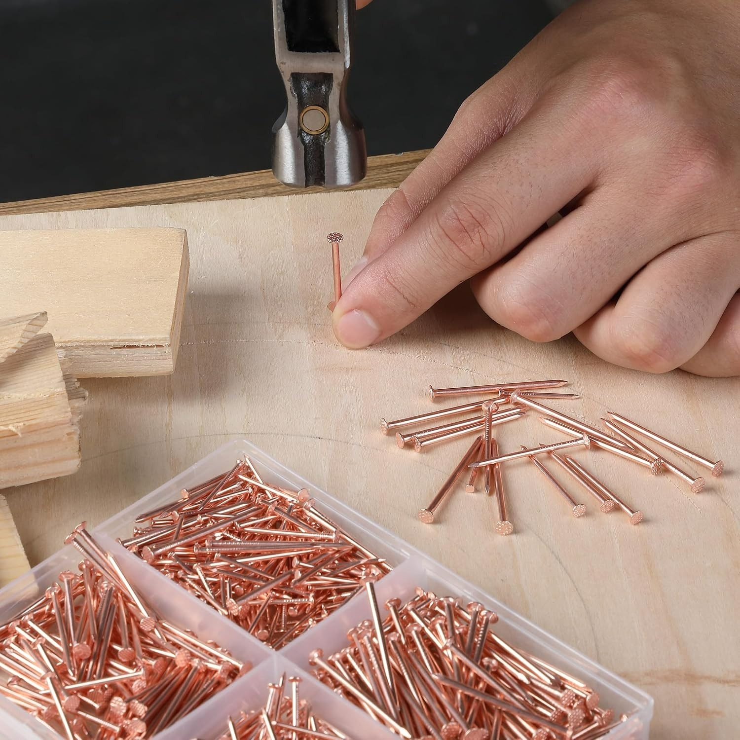 Versatile 600-Pc Nail Kit in Rose Gold – Ideal for DIY & Woodworking Projects