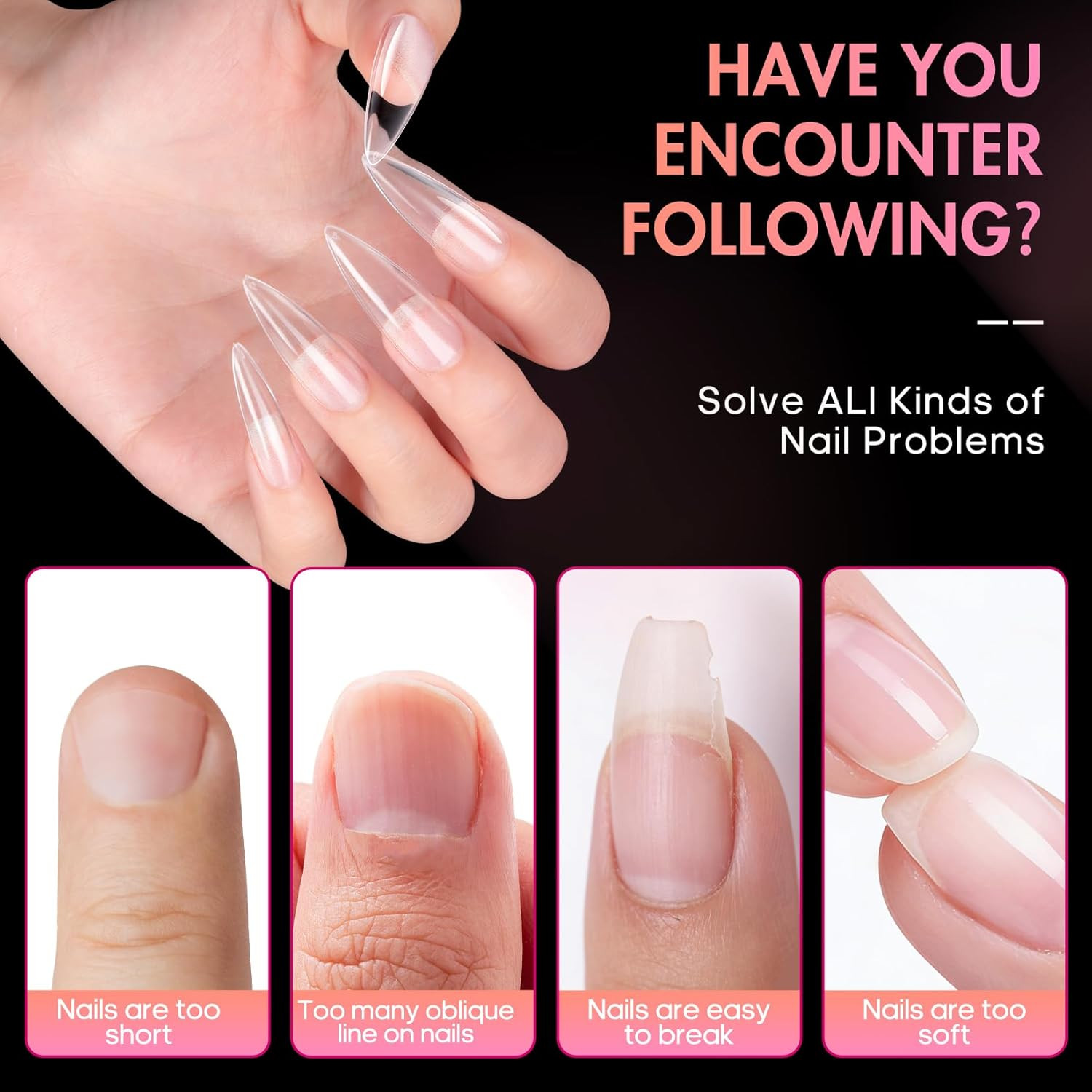 Long Almond Nail Tips: 240Pcs Nail Tips Full Cover False Nail 12 Sizes Half Matt