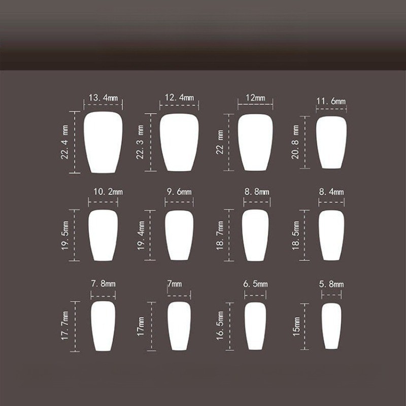 72Pcs-Short Square Peach Glitter French Tip Art Design Press on Nails