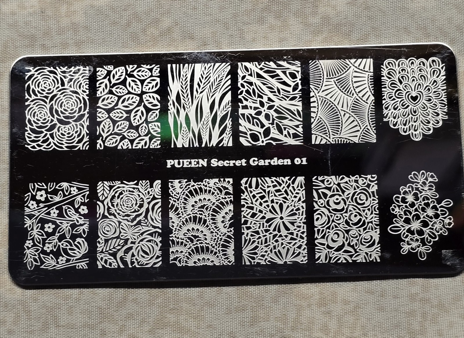 Nail Art Stamp Plate Pueen Secret Garden 01 Floral Leaf Leaves Flower Collage
