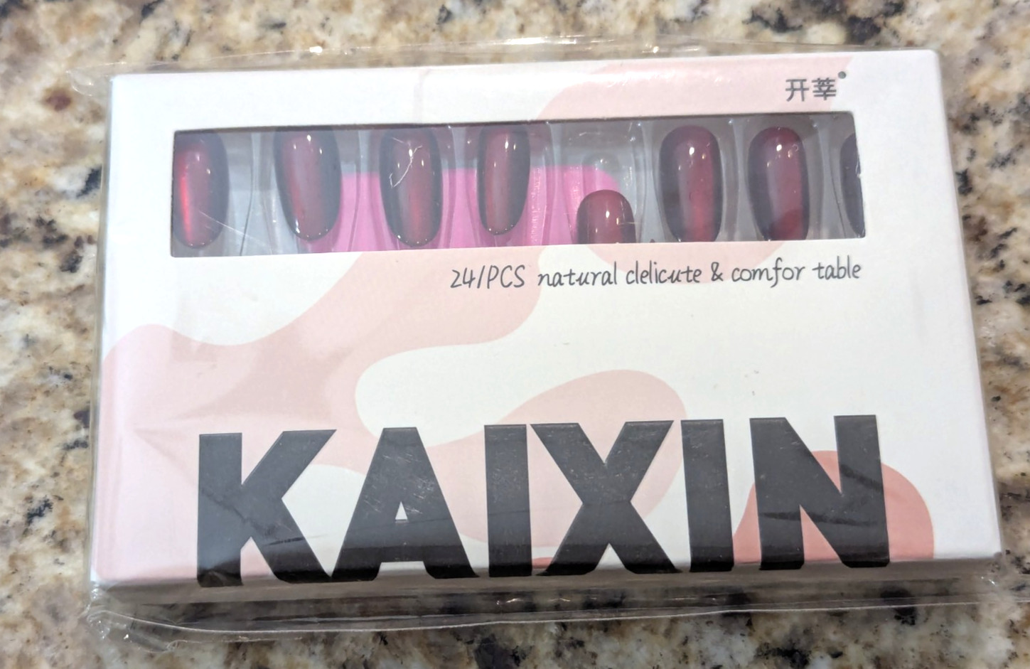 Kaixin Women’s Faux Nails Almond Cherry Red 24 pcs