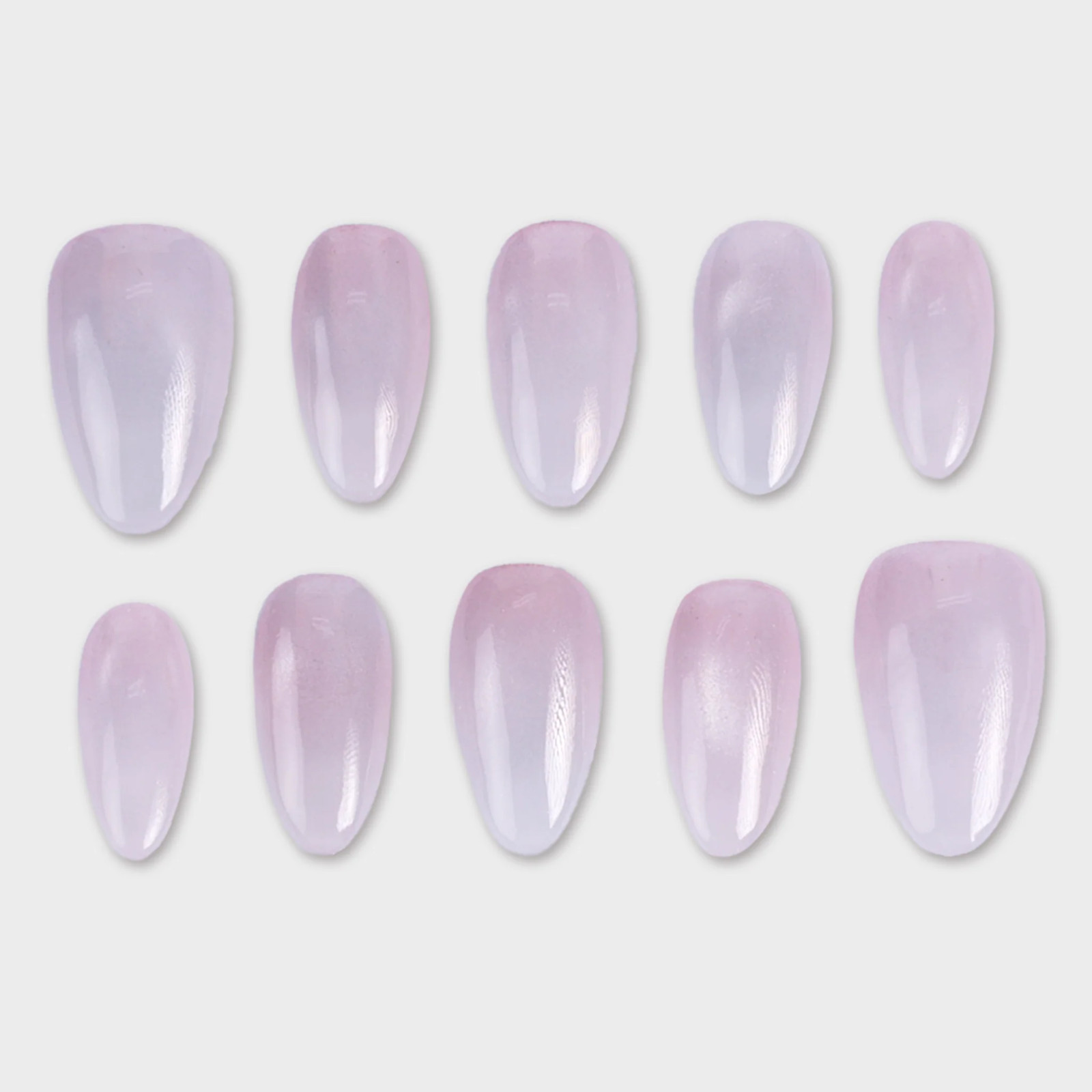 SIYOU Amethyst Glow Short Almond Iridescent Pearl Crystal Press-On Nails 10pc