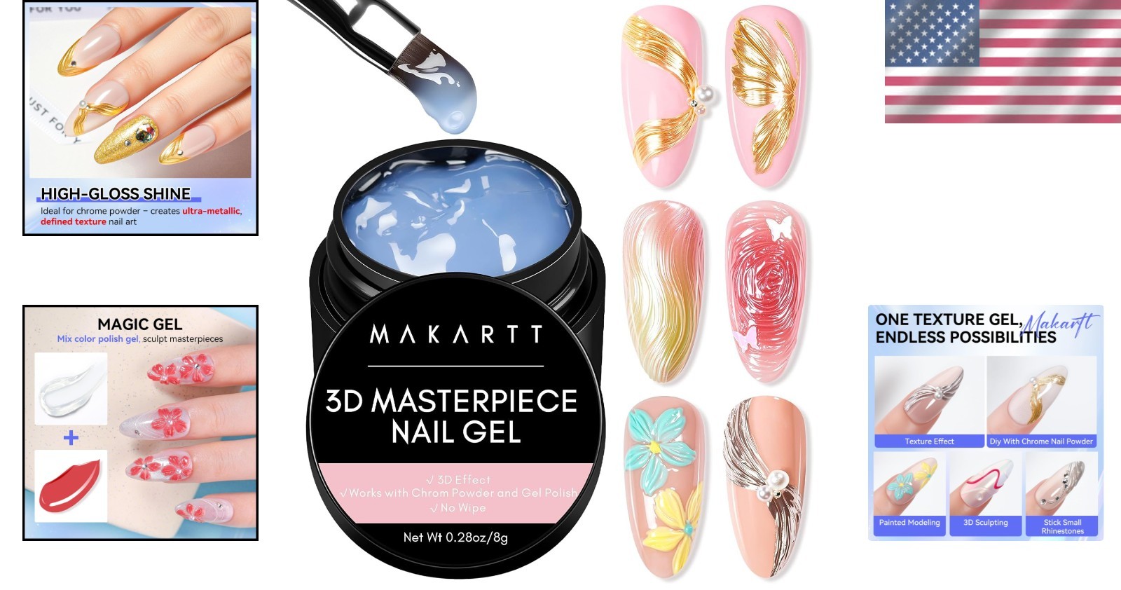 Versatile Clear 3D Nail Art Gel for All Nail Types – Easy to Apply & Mix