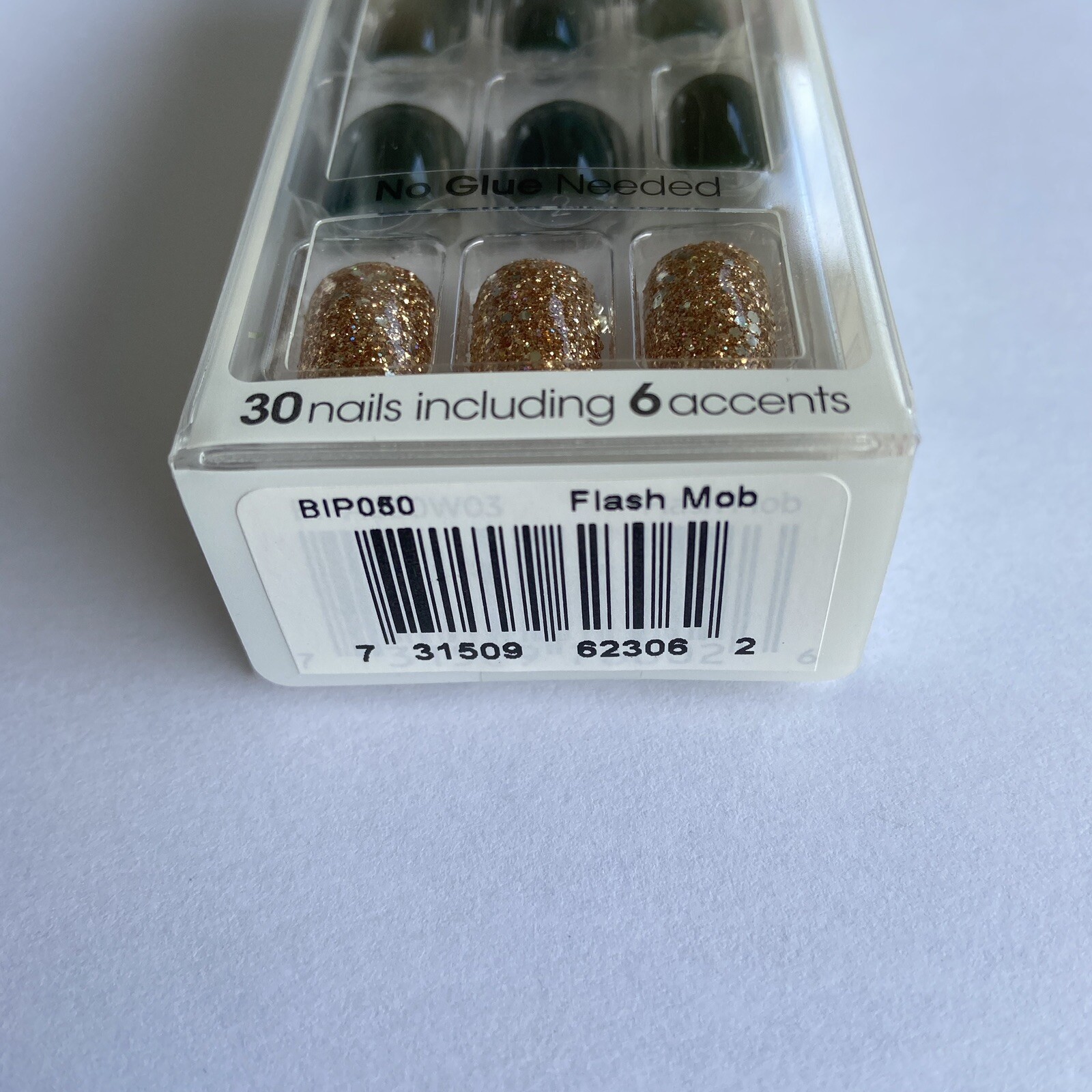 NEW Kiss Nails Impress Press On Manicure Short Gel Dark Green Gold Christmas