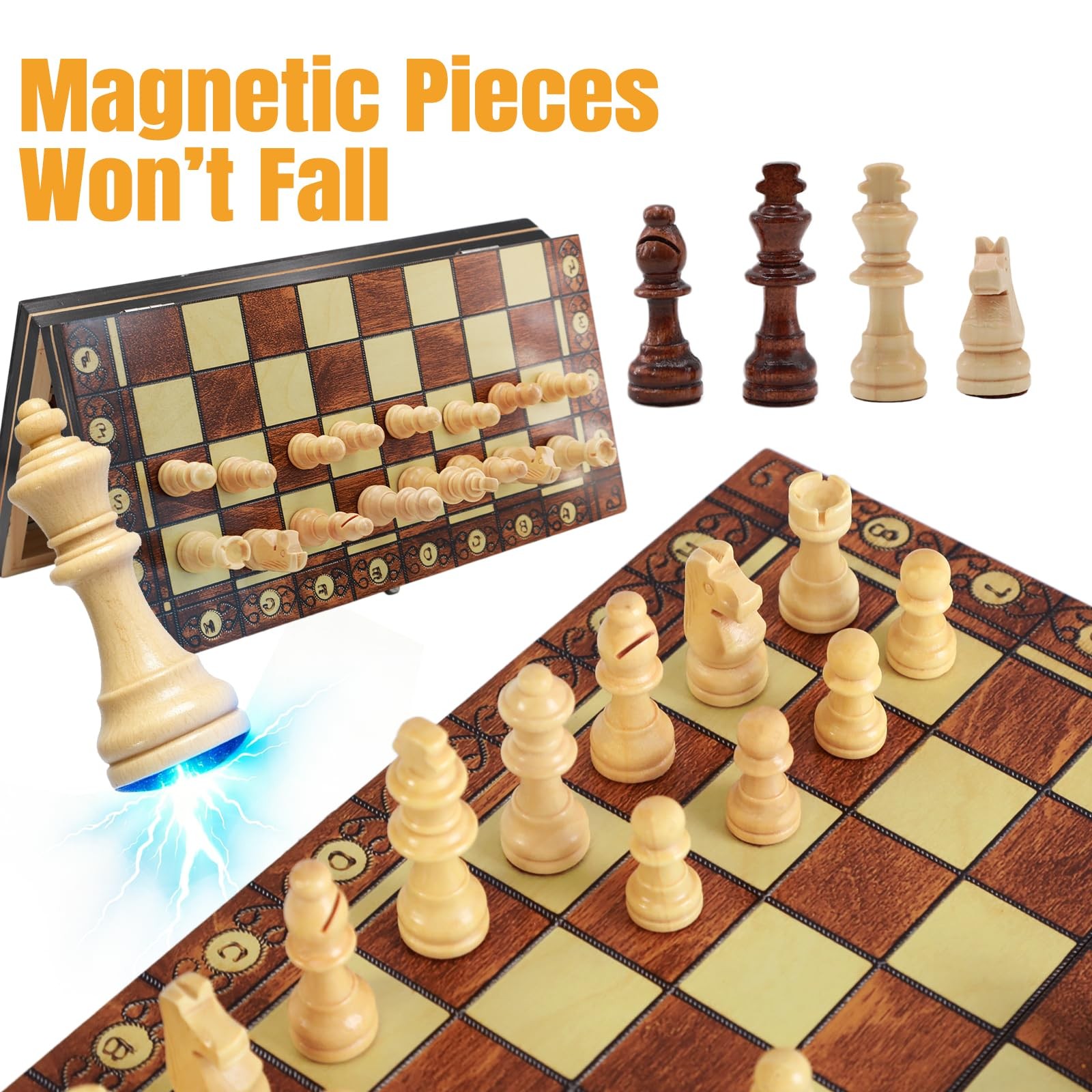 Luoyer 3-in-1 Chess Set Include Checkers 11.4 inches x