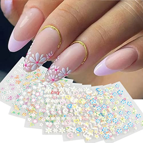 30Sheets Colorful Flower Nail Art Stickers Decals 3D Self Adhesive Nail