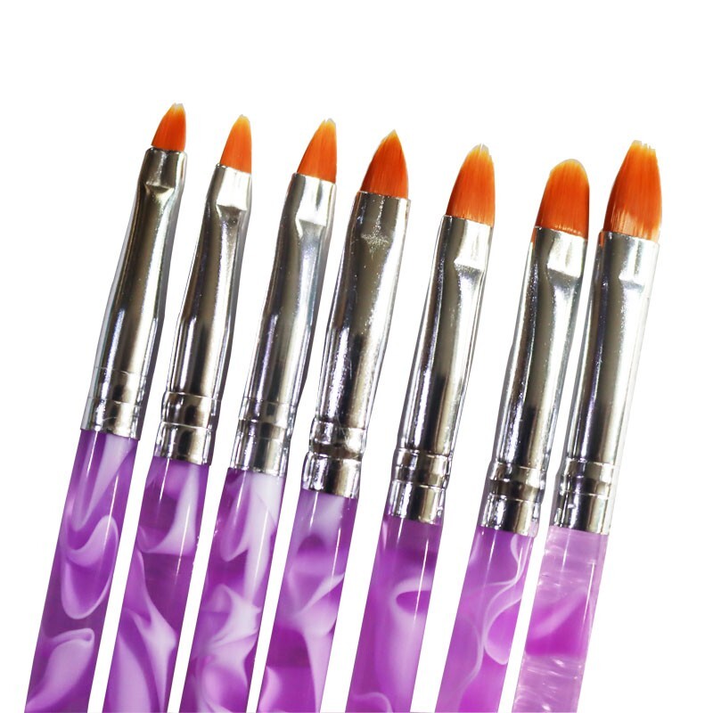 Nail Art Set w/Nylon Hair Brush 7-piece Acrylic Rod Round Head Phototherapy Pen
