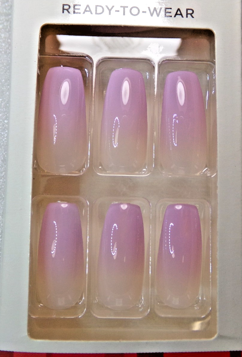 KISS Fashion Design NAILS GLUE ON Shiny Pink Ombre LONG