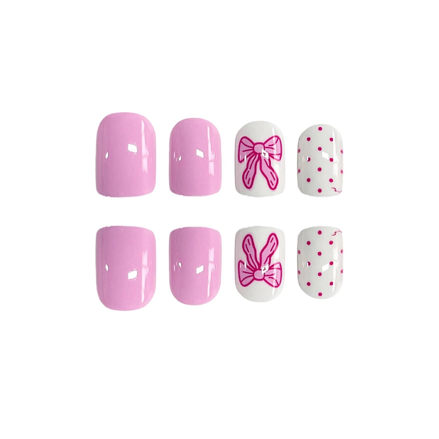 Cute Short Square Press on Nails Petite Fake Nails Cute False Nails with Polk…