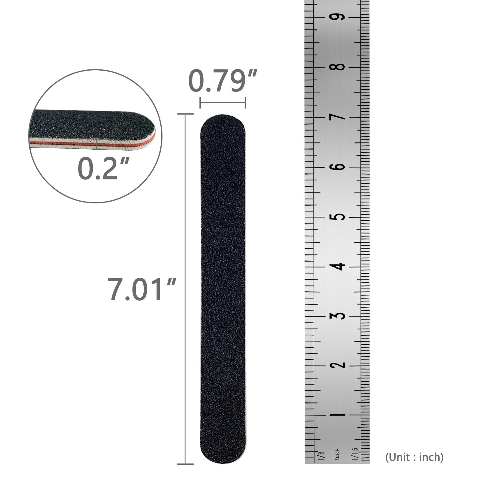 60 Pack Nail Files, Black 100/180 Grit Double Sides Emery Boards Nail File, R…