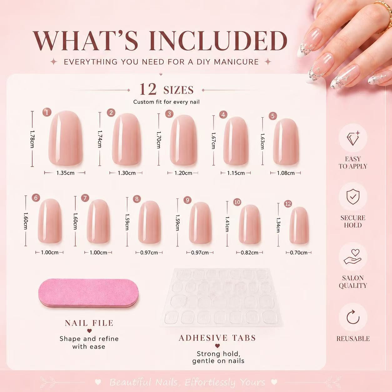 Milky White Press On Nails 24 Pcs Glossy Natural Finish and Easy Apply Nails NIB