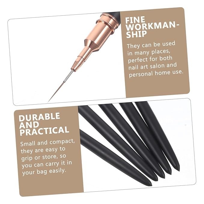 5pcs Nail Art Brush Manicure Liner Pens for Nail Designs for Home and Salon Use