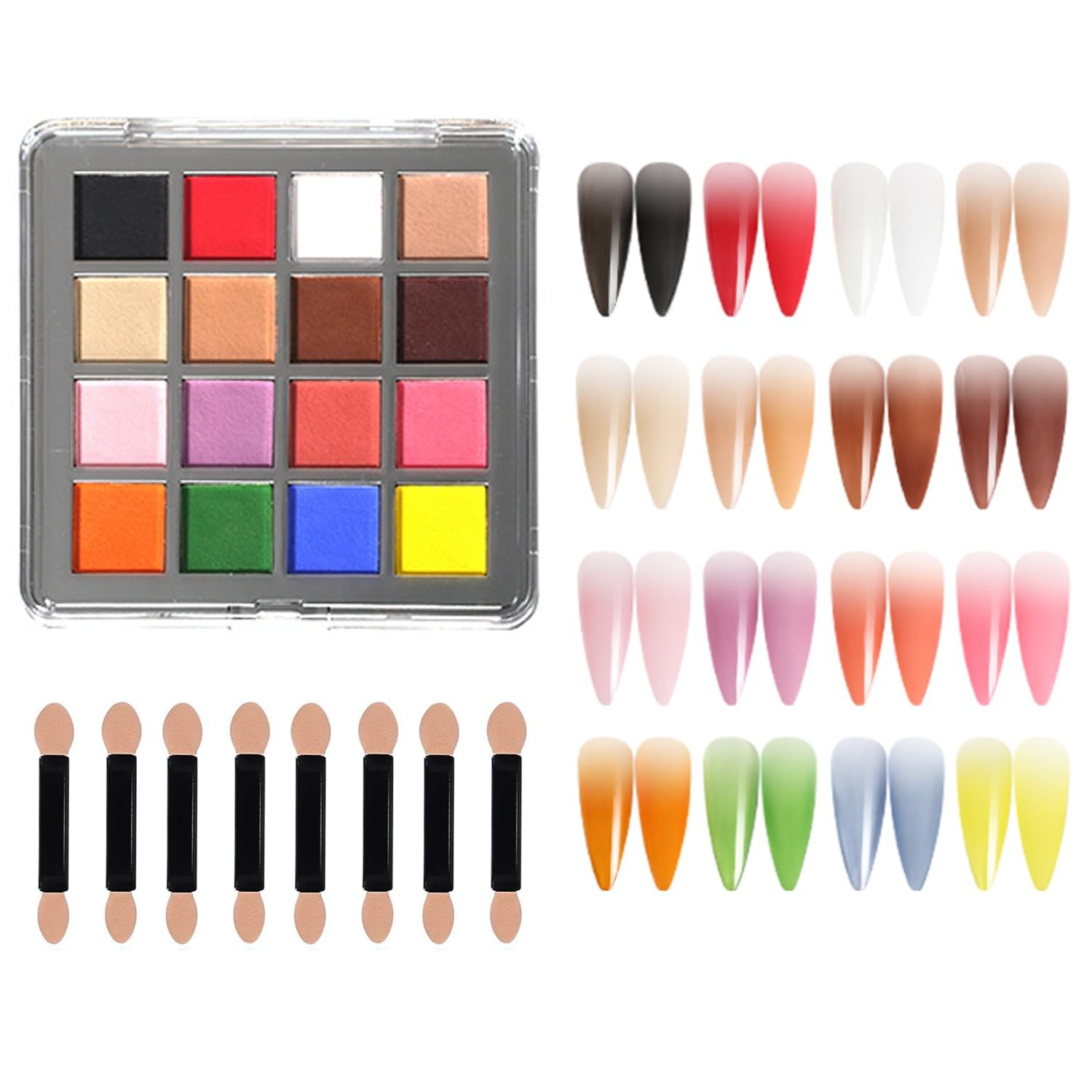 16 Color Nail Pigment Powder Set Create Stunning Ombre Nail Art with Glittery…
