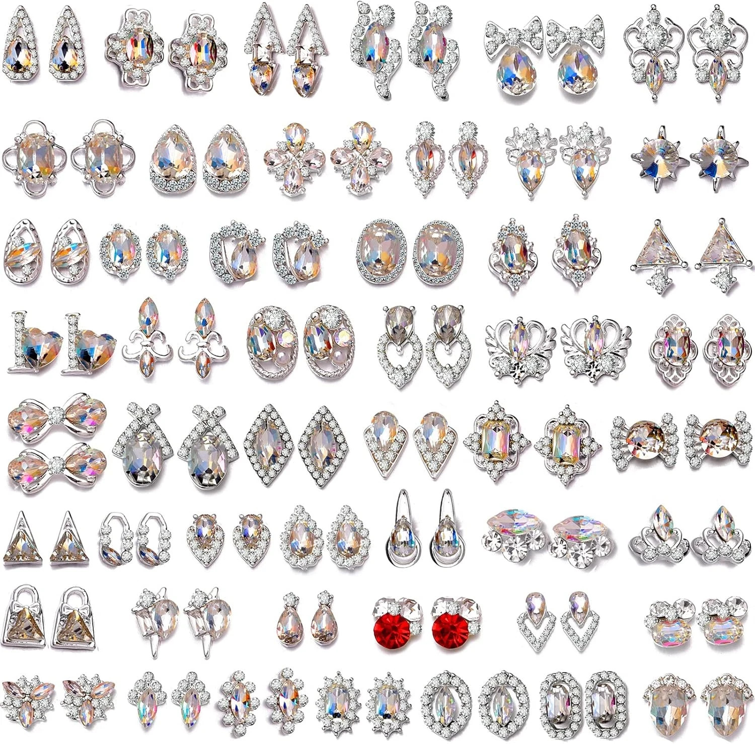 1 Pack Of 50 Pcs Fusiform Gold Nail Charms Nail Art Kit 3D Nail Charms Nail Gems