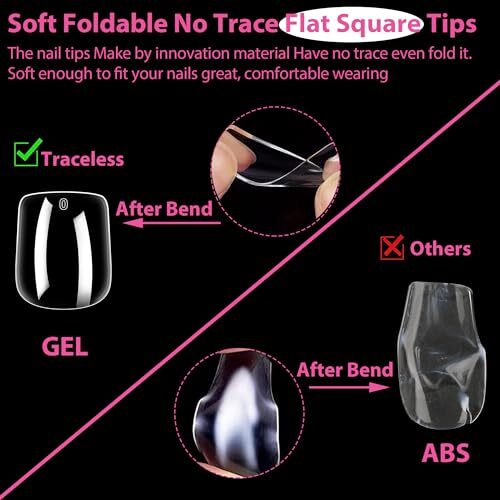 Extra Short Square Nail Tips XS Short Square Gel x Nails Tips 216pcs XS Square