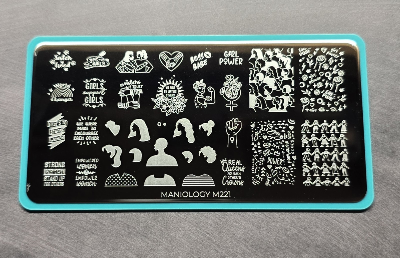 HTF M221 Maniology Nail Stamp Plate Happy Beauty Women’s Empowerment Girl Power