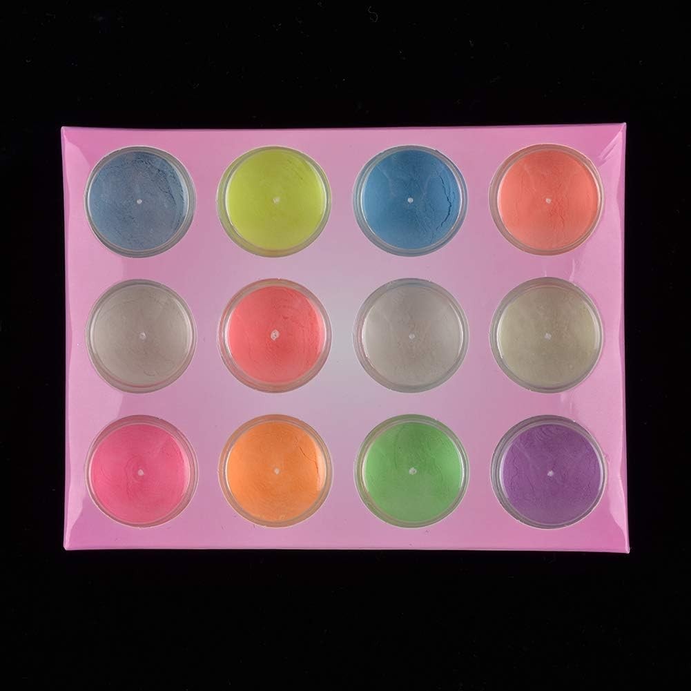 Professional Glow in the Dark Nail Glitter – 12 Color Pack for Creative Designs