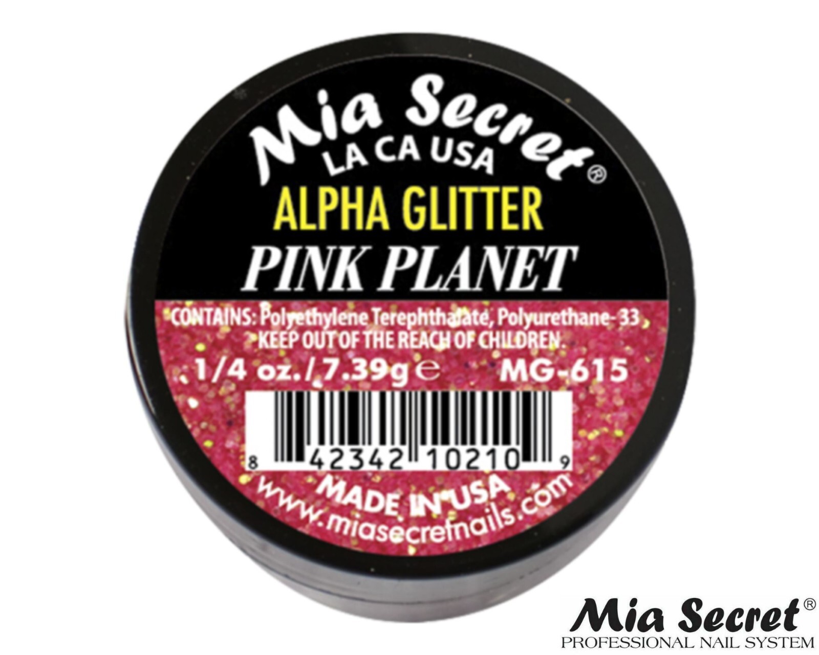 MIA SECRET Nail Art Powder 1/4oz- Pink Planet (ALPHA GLITTER)
