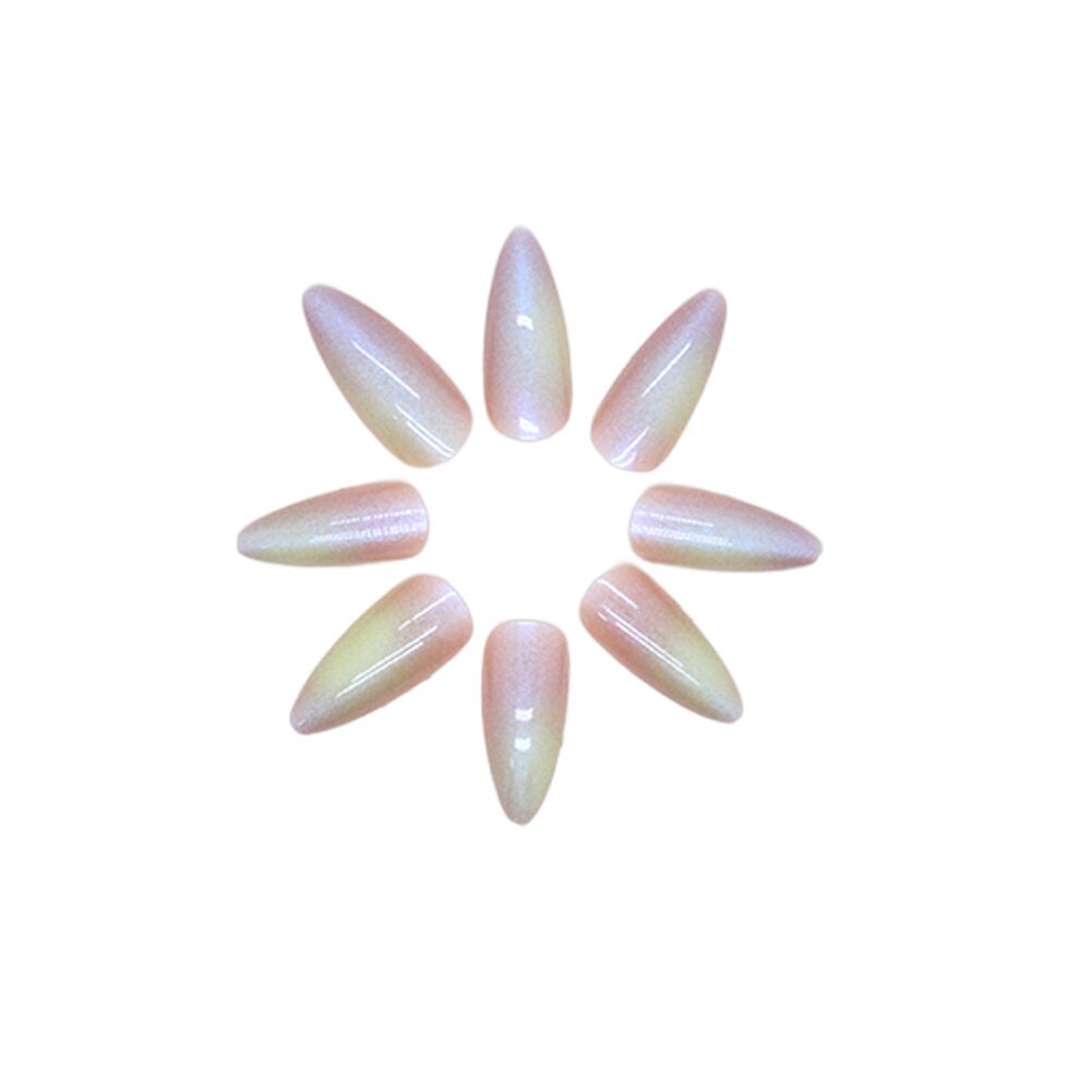 Press On Nails Reusable Almond Long holo Nail Tips Nails Glue 5 Accessories