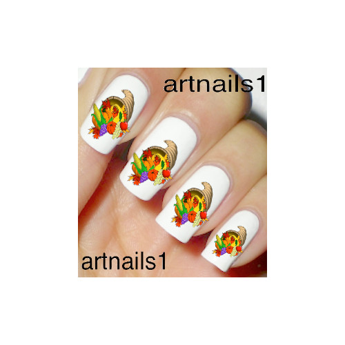Thanksgiving Nail Art Decals Holiday Salon Stickers Polish Turkey Mani Pedi Fab