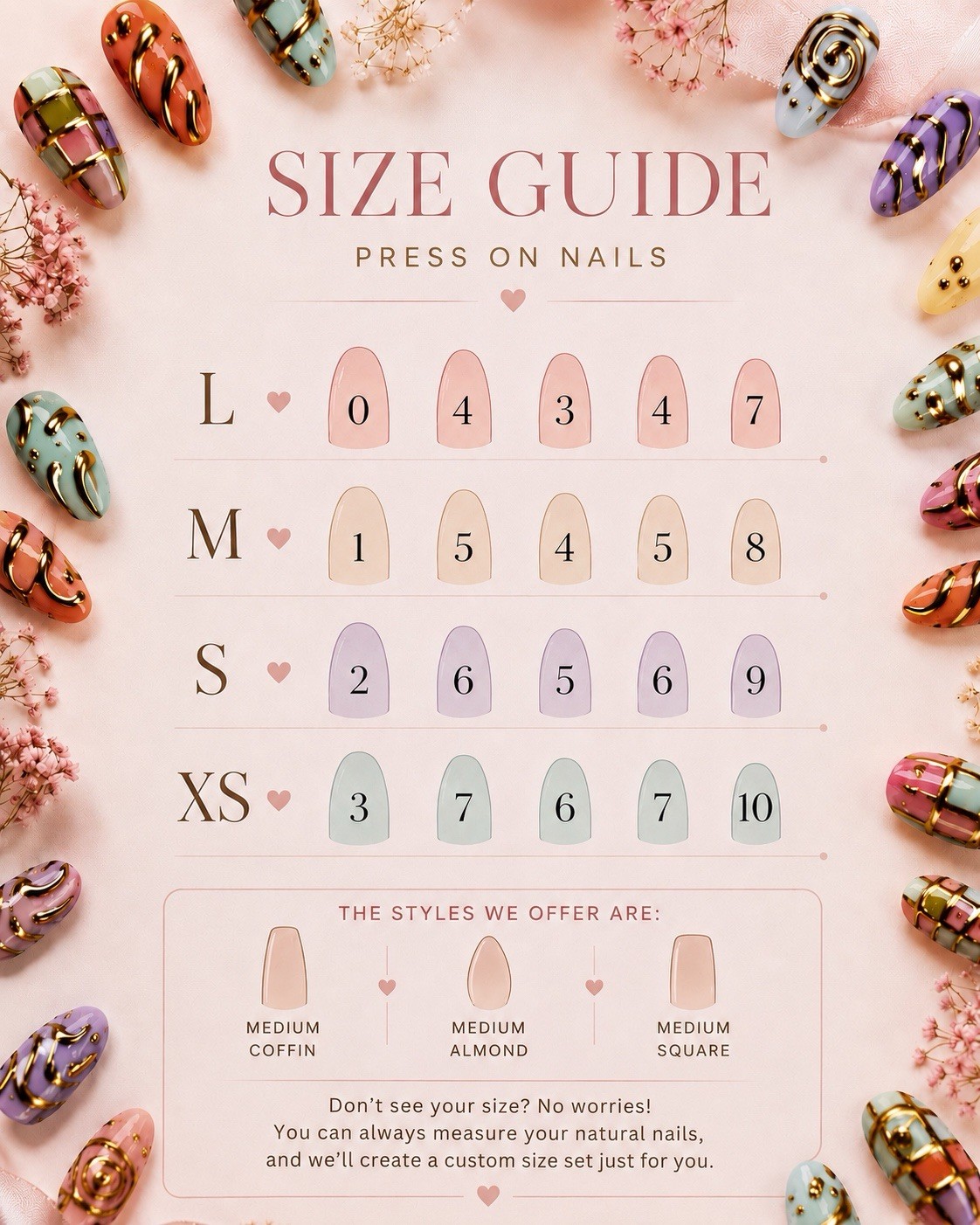 Handmade Press-On Nails size S