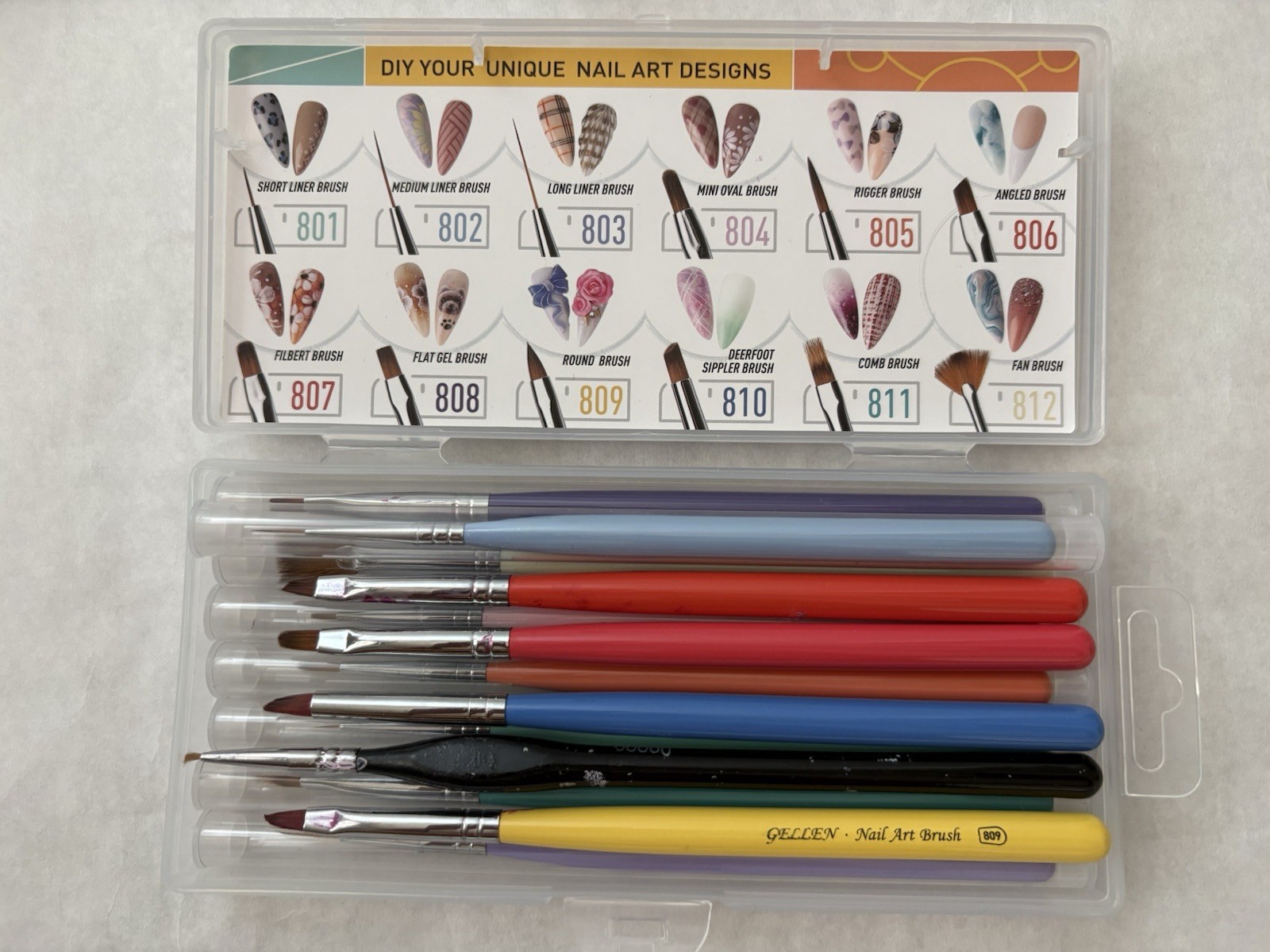 Gellen Professional Nail Art Brushes Set 12 Pcs Multicolor Plastic
