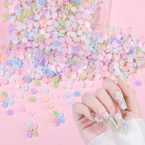 800 Pcs Flower Nail Charms, Mixed Colored Tiny Blossom Flower for S3-colored