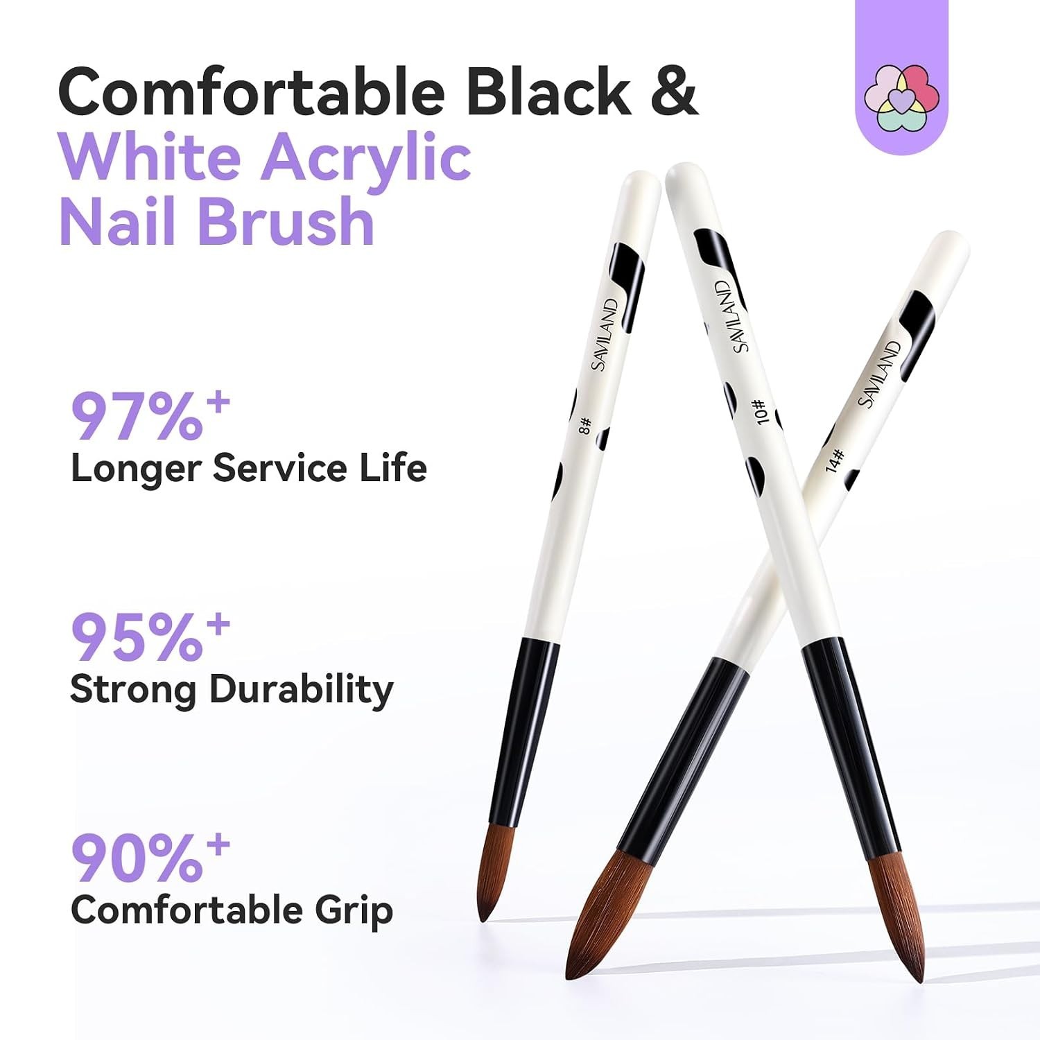 3Pcs Acrylic Nail Brush Set, Size 8/10/14 Kolinsky Acrylic Nail Brushes for Acry