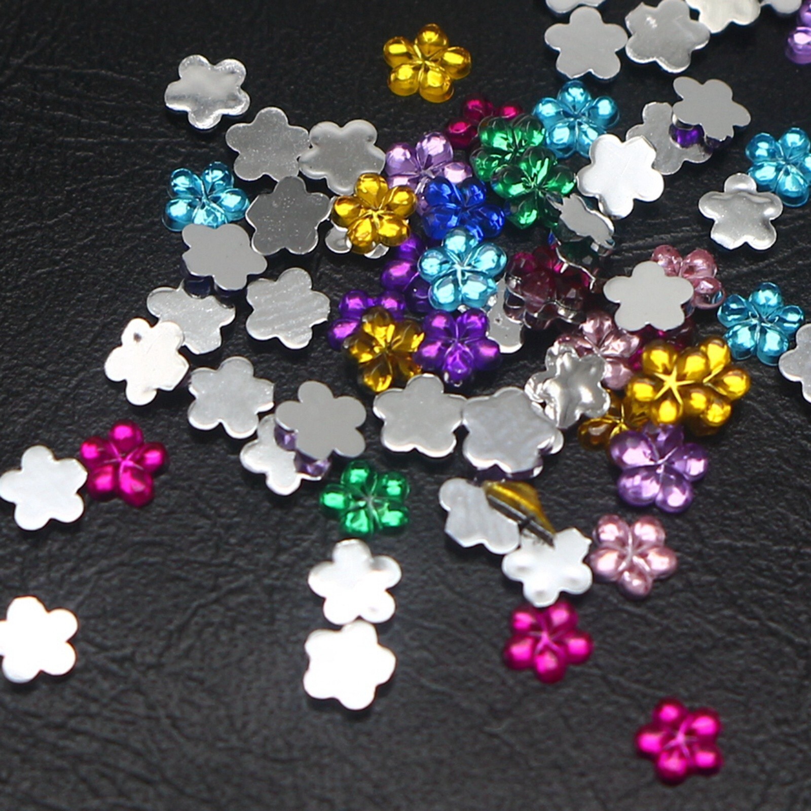 2400 Flower 3mm Flatback Acrylic Rhinestone Gems with Wheel 12 Colour Nail Art