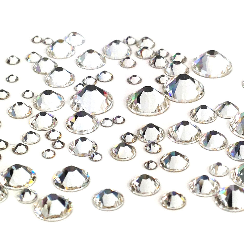 900 pcs Mixed Sizes Swarovski 2058/2088 Flatback nail art bulk clear CRYSTAL 001