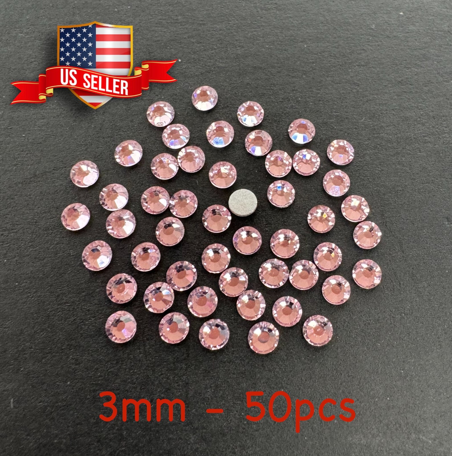 50pcs 3mm SS12 Light Pink Round Crystal Flatback Rhinestone Nail Art Phone Dec