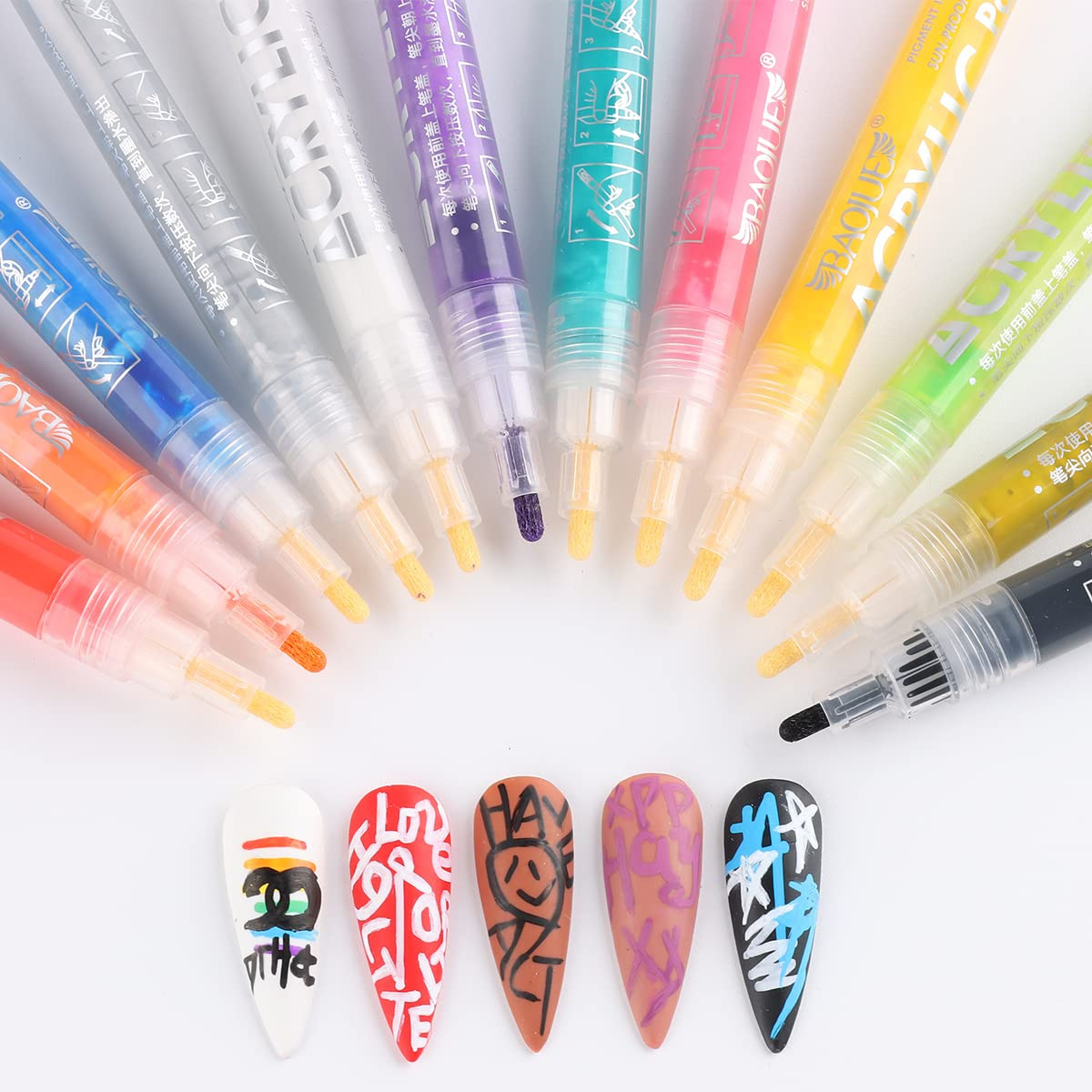 Nail Art Graffiti Pen Set 12Pcs Waterproof Drawing Marker Pen for 12Pcs-Set