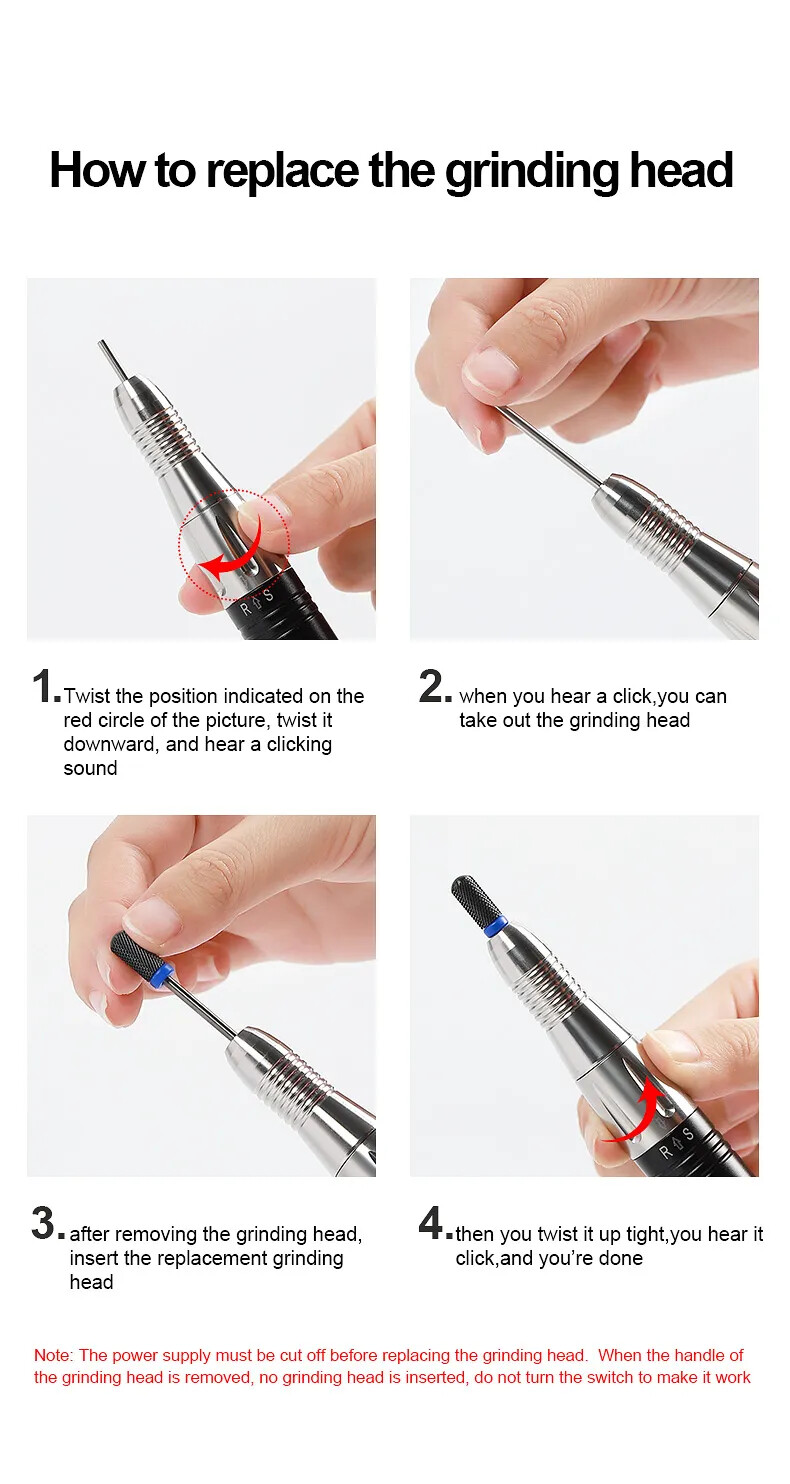 L’UGX Nail Drill Electric File NEW model Microfiber Leather cordless Nail Drill
