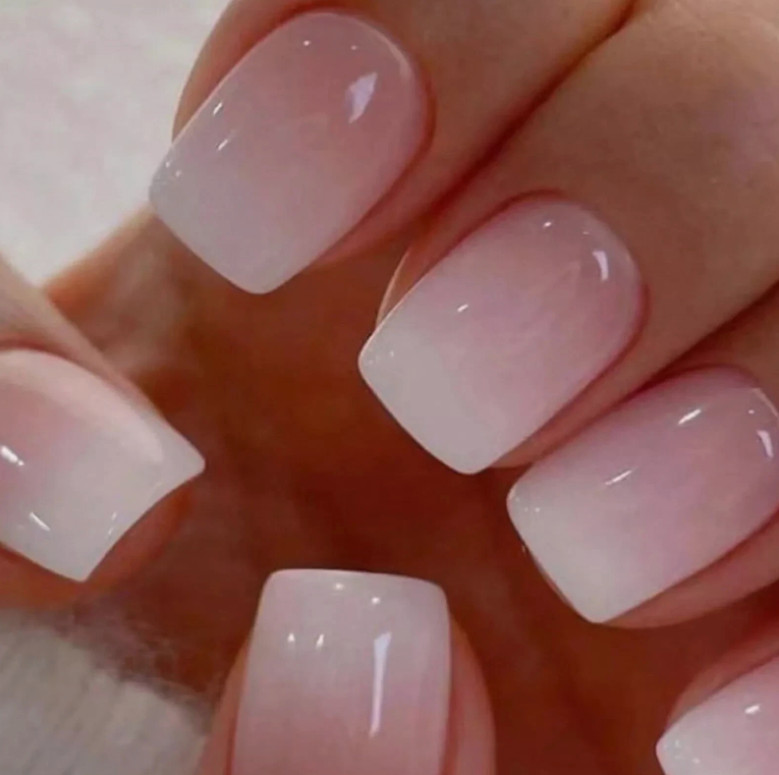 WAFOLOZE Nails Press onsWhite Ombre Short Square Press on Nails Fake Nails Gl…