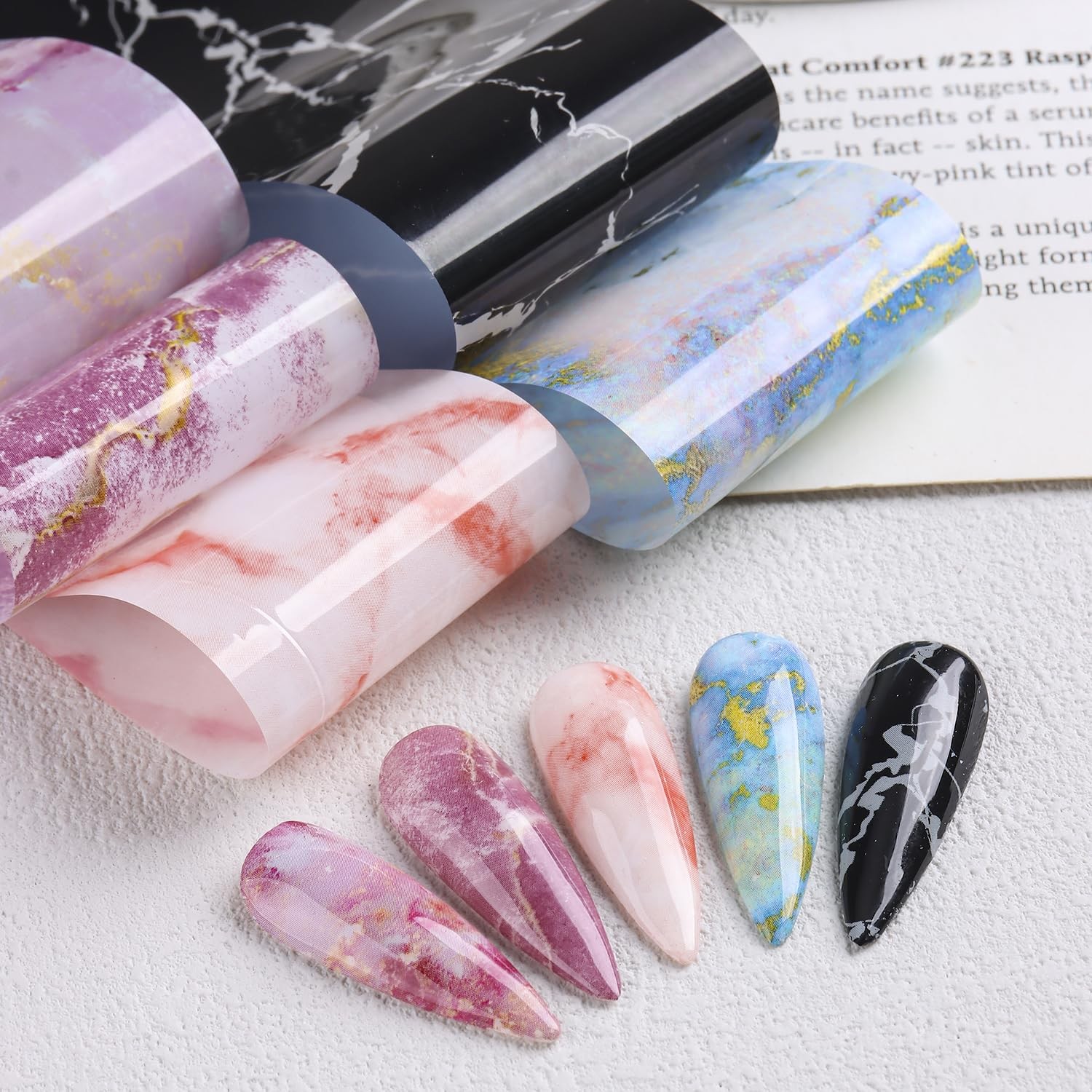 SUTOKAKA Pink Marble Nail Art Foil 10 Rolls