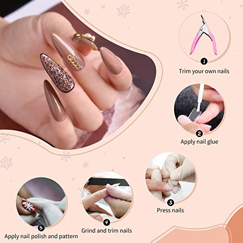 Acrylic Nail Tips Kit 500 Pcs French Tip Nails Set Square Half Cover Natural