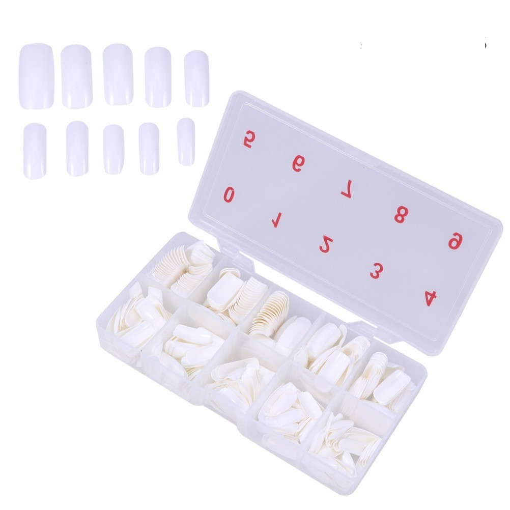 500Pcs Reusable Acrylic Artificial Nail Tips Full Cover White for DIY Nail Art