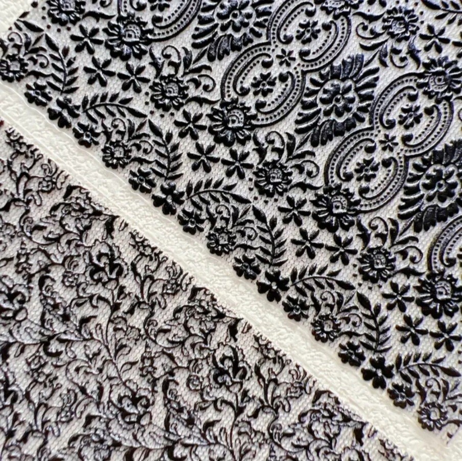 NWT 》3 SHEETS《 NAIL ART DESIGN BLACK & WHITE FAUX LACE SELF-SEAL STICKERS!