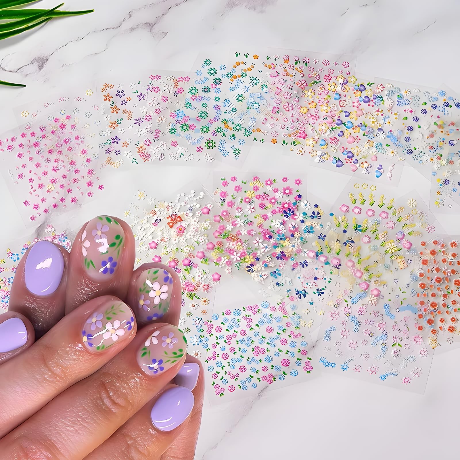 Colorful Cute Daisy, Floral, Heart, Flower Nail Art Stickers Decals, 3D Self …
