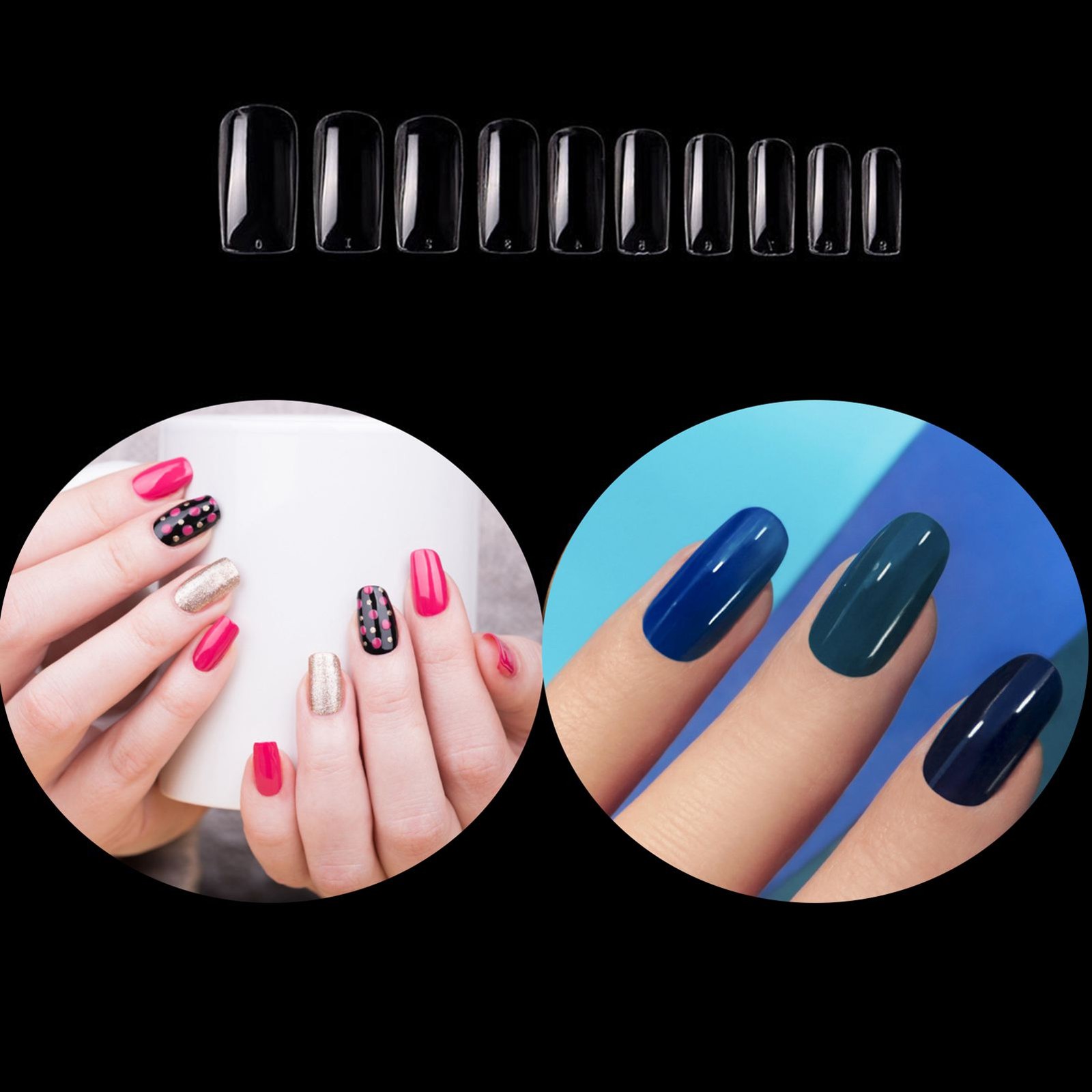 1-100PCS Fake Nails Tips Clear Acrylic Nail Tips Full Cover Half Cover False